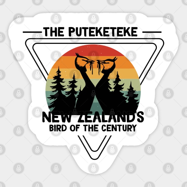 Funny Puteketeke New Zealand's Bird Of The Century Vintage Sticker by rhazi mode plagget